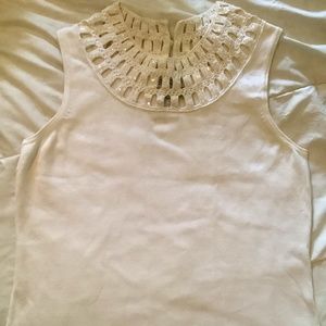 Jones New York Country sleeveless sweater in ivory